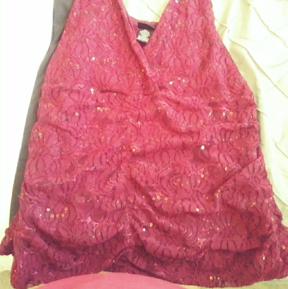 Sequin Maroon Dressy Tanktop.